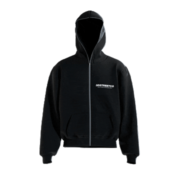 3D Full‑Zip Hoodie Mockup | 360° Customizable – 3DStreetCo