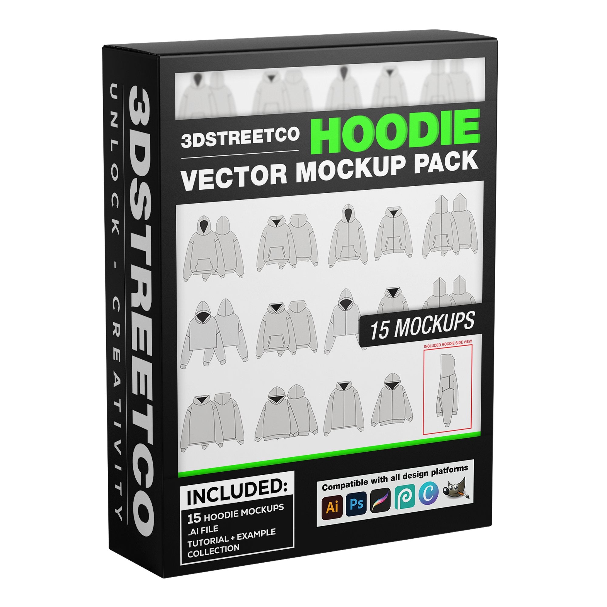 Hoodie Bundle Vector Mockup Pack - 3DStreetCo