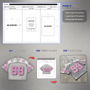Tech pack labels and tags page with neck label, legal label and hang tag templates, plus compatible design apps.