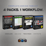 Master Design Toolkit featuring vector mockups, add-ons, a tech pack template and manufacturer contacts.