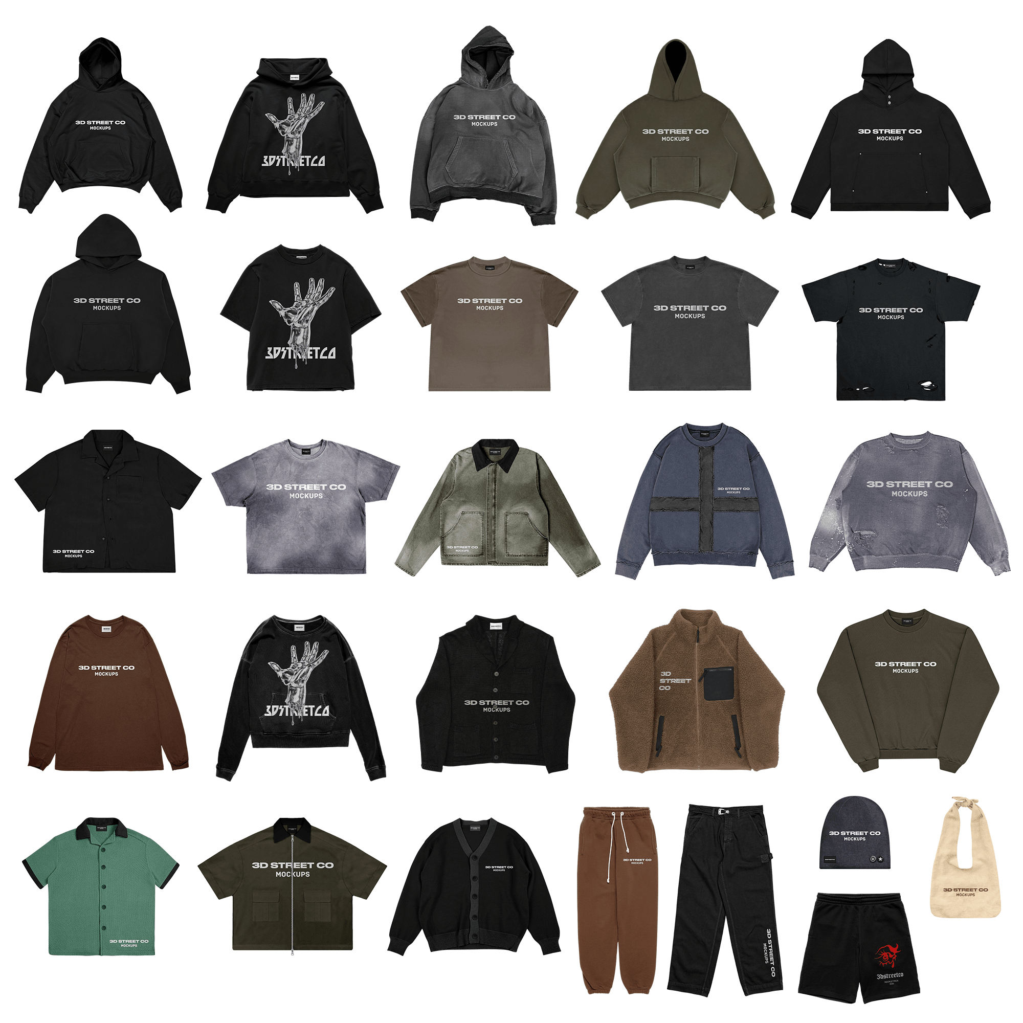 Realistic Clothing Mockup MEGAPACK V1 - 3DStreetCo