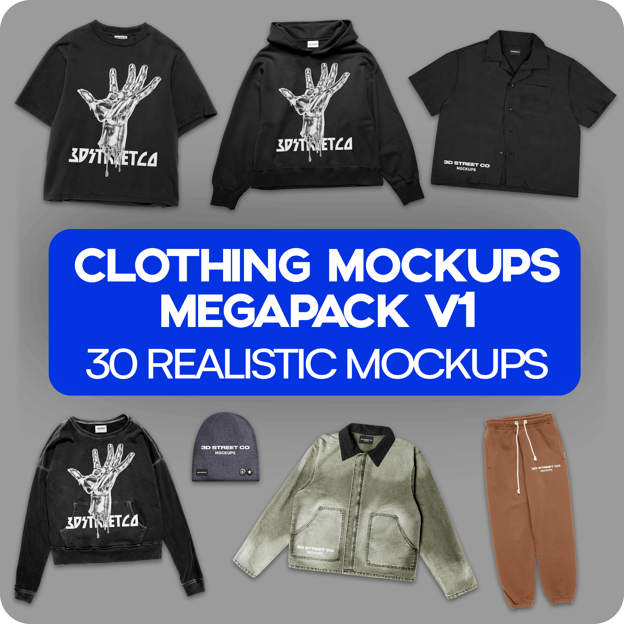 Realistic Clothing Mockup MEGAPACK V1 - 3DStreetCo