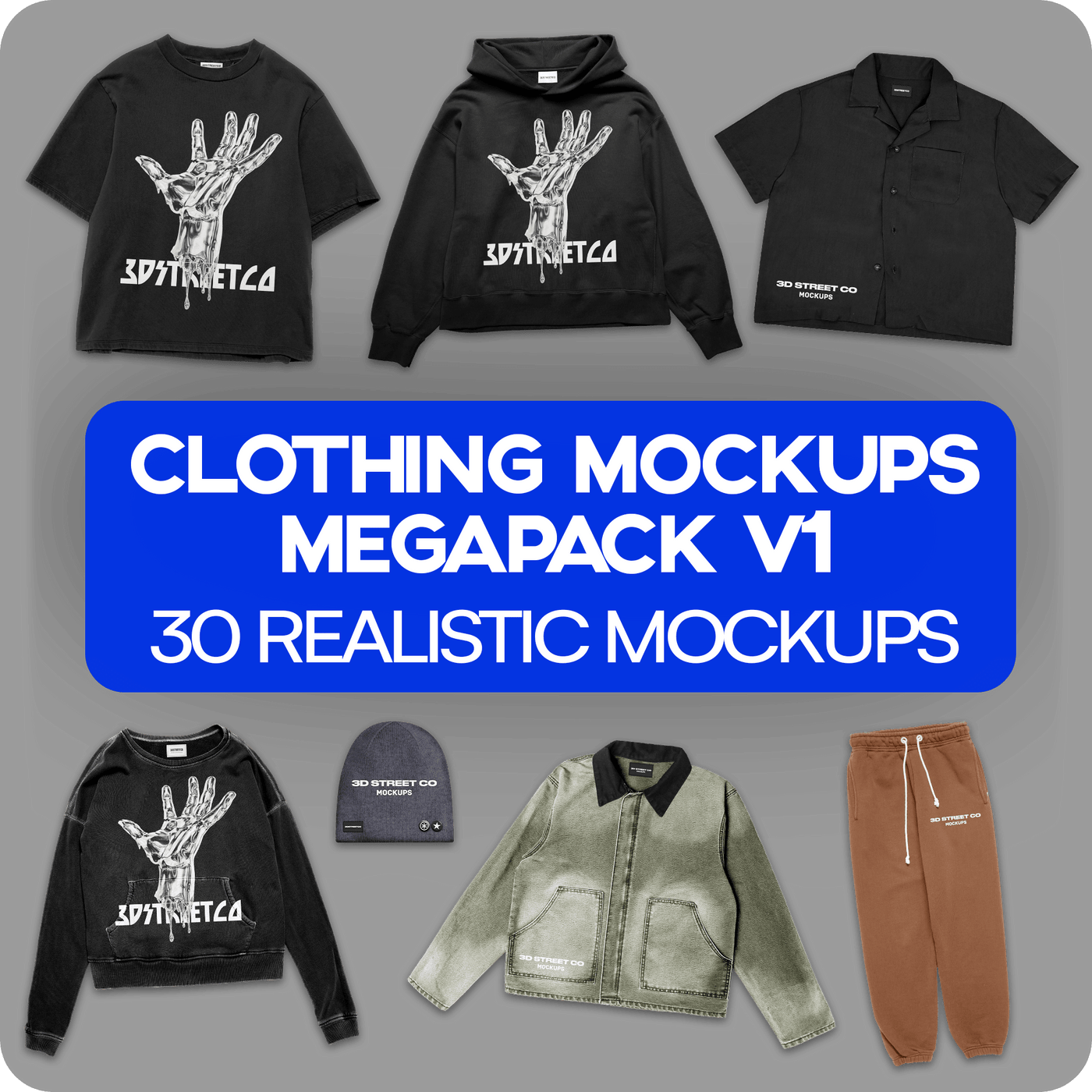 Realistic Clothing Mockup MEGAPACK V1 - 3DStreetCo