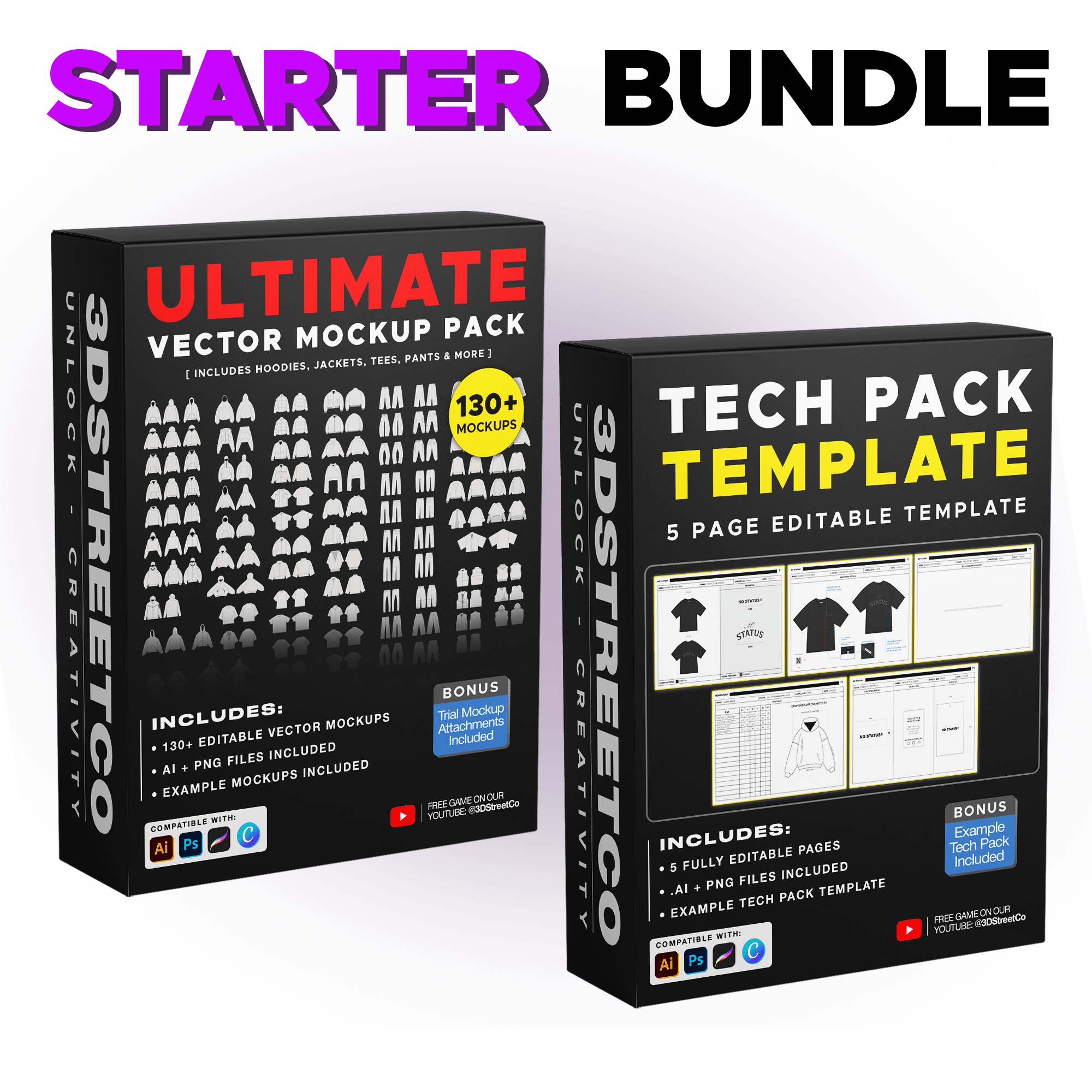 Starter Bundle: Vector Mockups & Tech Pack - 3DStreetCo