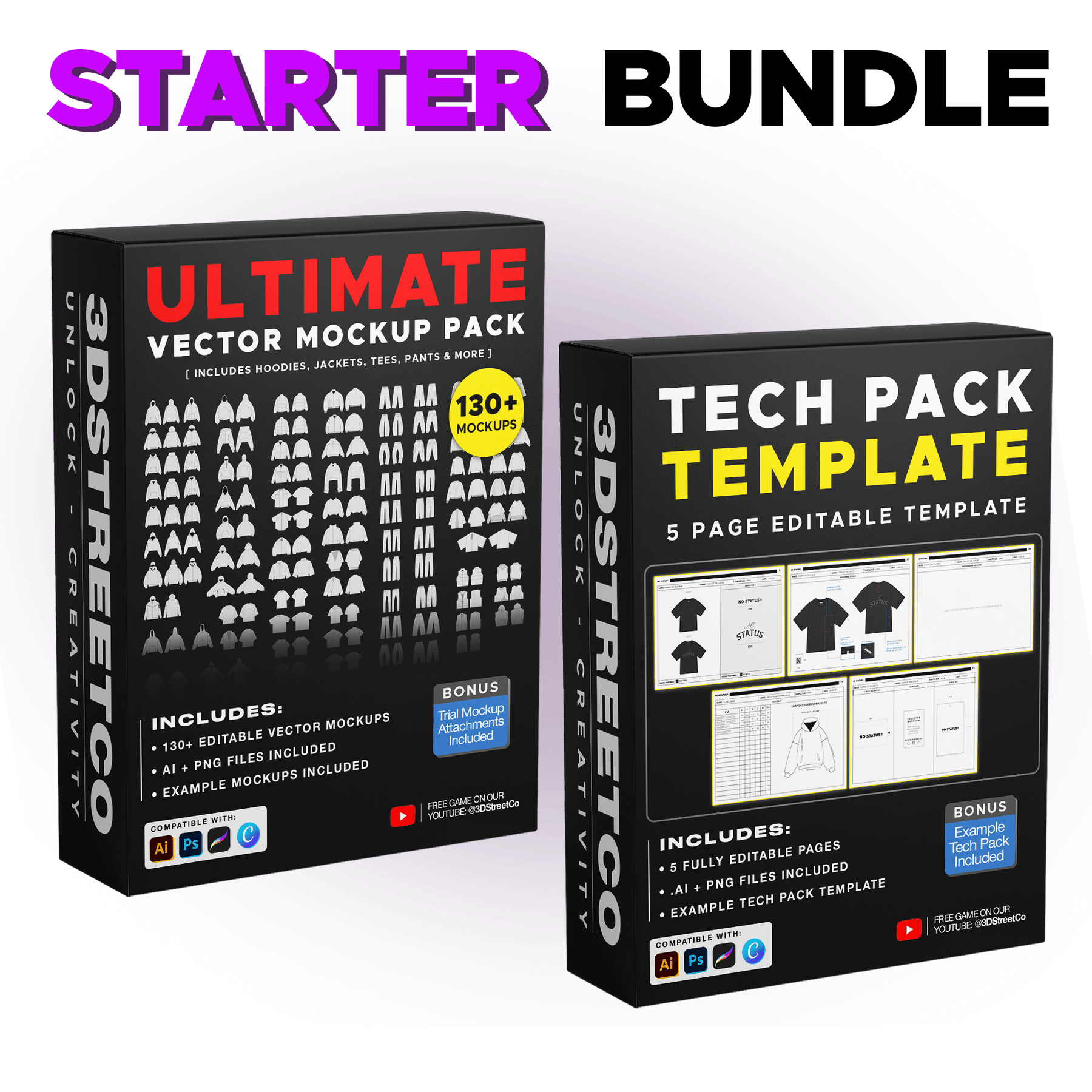 Starter Bundle: Vector Mockups & Tech Pack - 3DStreetCo