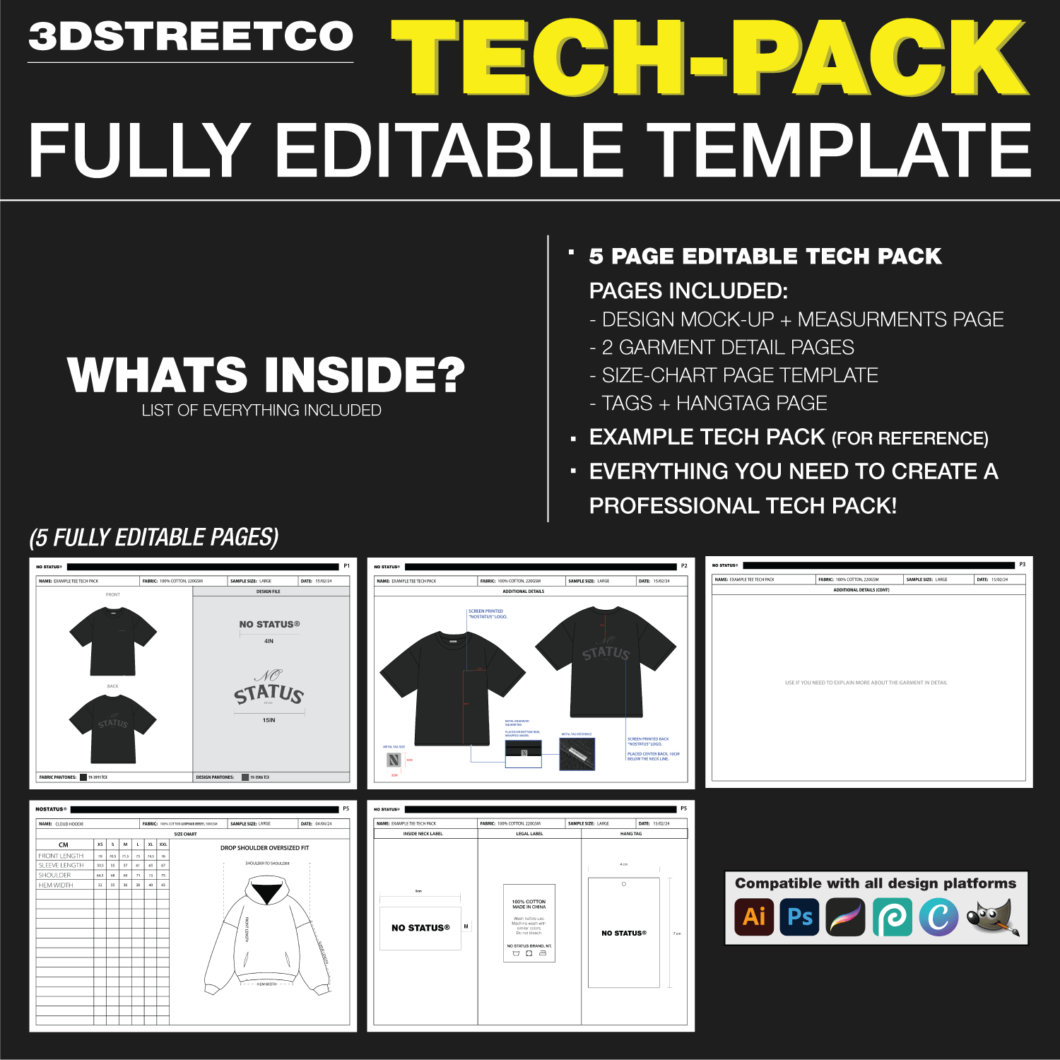 Tech Pack Template | Editable Fashion Design Files – 3DStreetCo