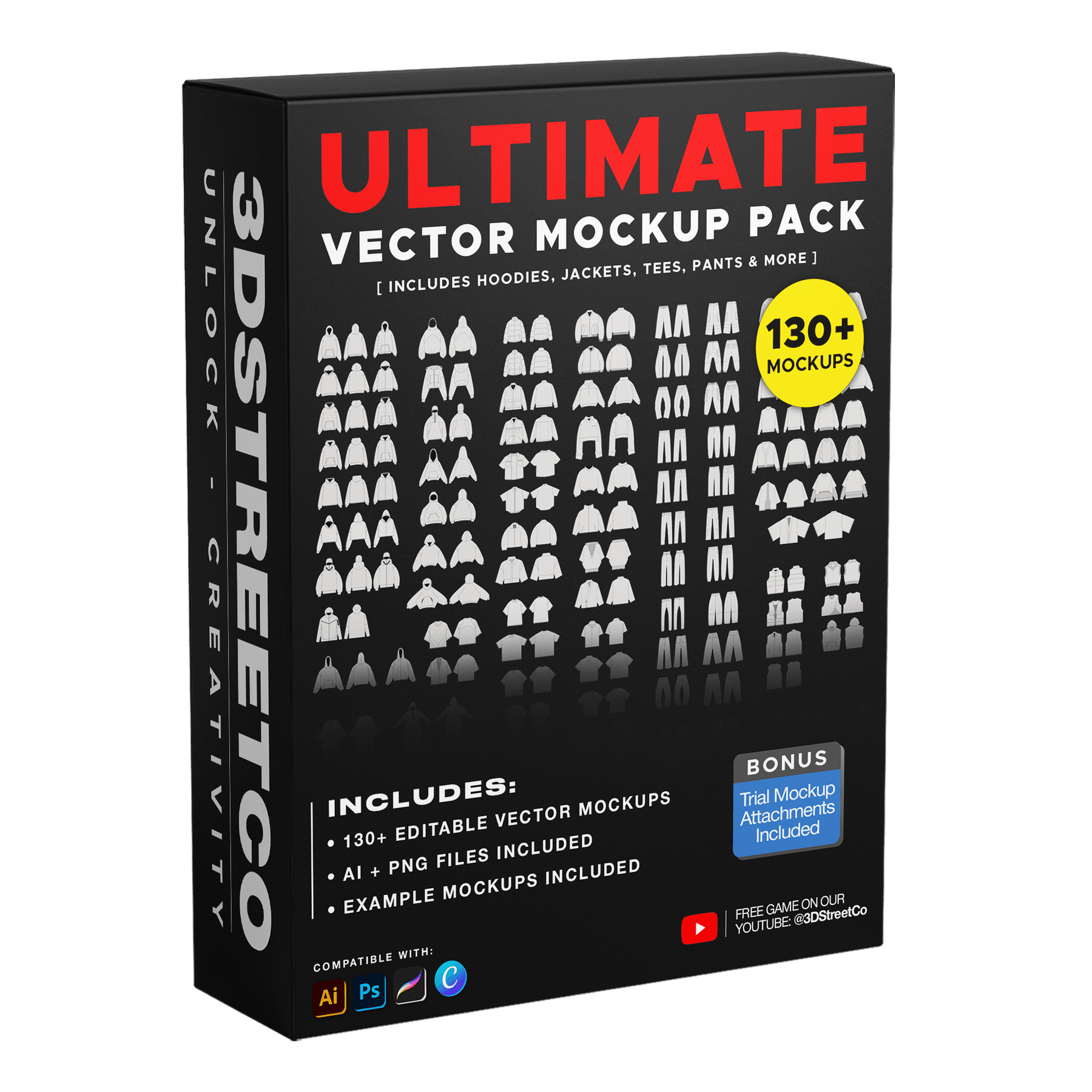 Ultimate Vector Clothing Mockup Pack - 3DStreetCo