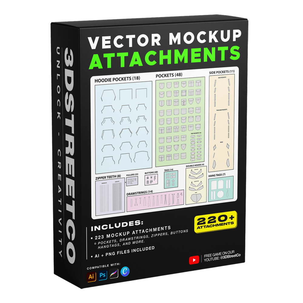 Vector Mockup Clothing Attachments - 3DStreetCo